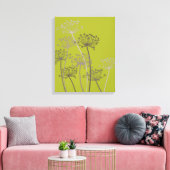 Grafische moderne bloem kervel groene canvas print (Insitu (Woonkamer))