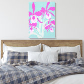 Grafische moderne bloem paarse orchidee canvas afdruk (Insitu (Slaapkamer))