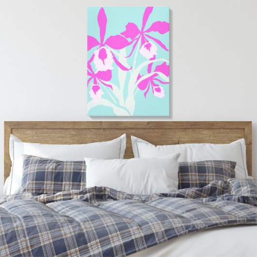 Grafische moderne bloem paarse orchidee canvas afdruk (Insitu (Slaapkamer))