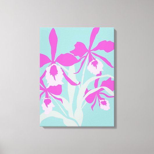 Grafische moderne bloem paarse orchidee canvas afdruk (Voorkant)