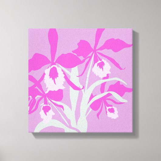 Grafische moderne bloem paarse orchidee canvas afdruk (Voorkant)