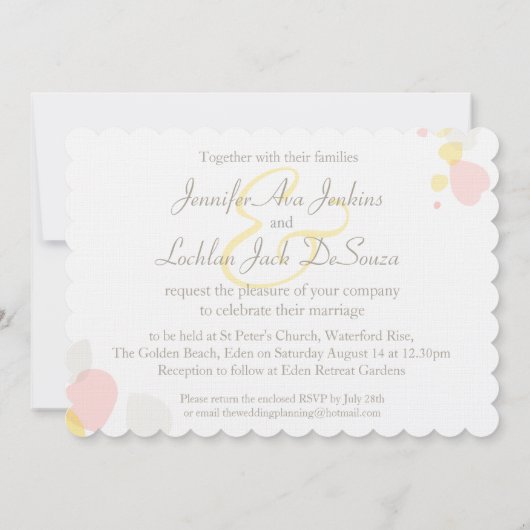 Grafische moderne bloembladen bruiloft kaart (Achterkant)