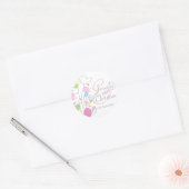 Grafische moderne bloemflesjes bruiloft sticker (Envelop)