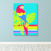 Grafische moderne macaw tropische regenboog canvas afdruk (Insitu (Houten vloer))