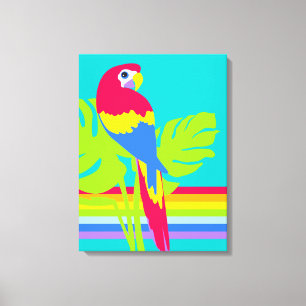 Grafische moderne macaw tropische regenboogdoekjes canvas afdruk
