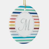 Grafische monogram Pastel Regenbooghorizontale str Keramisch Ornament (Rechts)