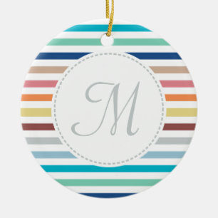 Grafische monogram Pastel Regenbooghorizontale str Keramisch Ornament