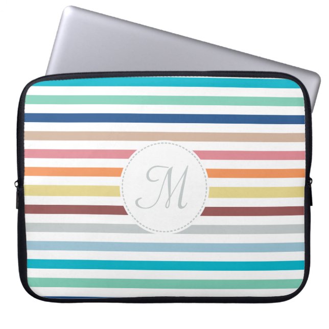 Grafische monogram Pastel Regenbooghorizontale str Laptop Sleeve (Voorkant)