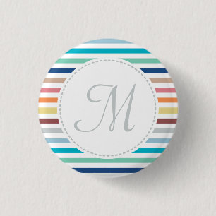Grafische monogram Pastel Regenbooghorizontale str Ronde Button 3,2 Cm