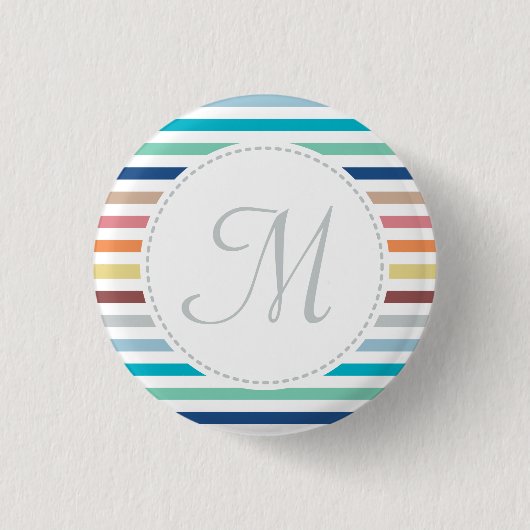 Grafische monogram Pastel Regenbooghorizontale str Ronde Button 3,2 Cm (Voorkant)