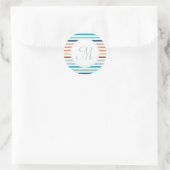Grafische monogram Pastel Regenbooghorizontale str Ronde Sticker (Tas)