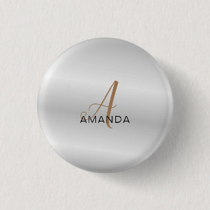 Grafische monogram professioneel gewoon jouw naam  ronde button 3,2 cm