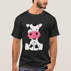 Grafische Moppige Zittende Koe T-shirt