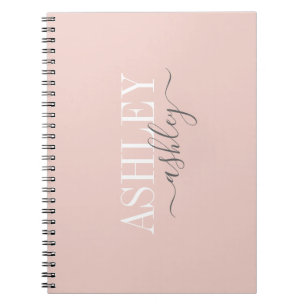 Grafische naam Monogram Blush roze grijze legant Notitieboek