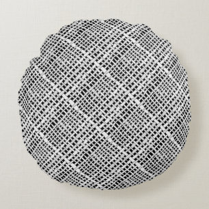 Grafische natuurlijke kleuren Woven Burlap Rond Kussen