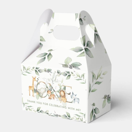 Grafische Oerwoud dieren groen 1e verjaardag Wilde Bedankdoosjes (Achterkant)