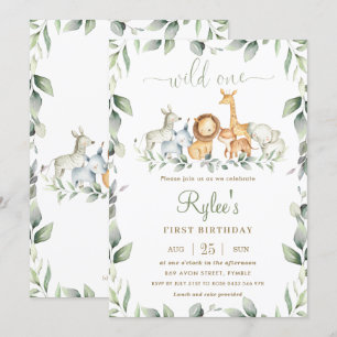 Grafische Oerwoud dieren groen 1e verjaardag Wilde Kaart