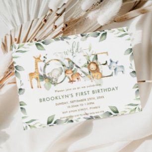 Grafische Oerwoud dieren groen 1e verjaardag Wilde Kaart