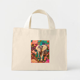 Grafische olifant mini tote bag