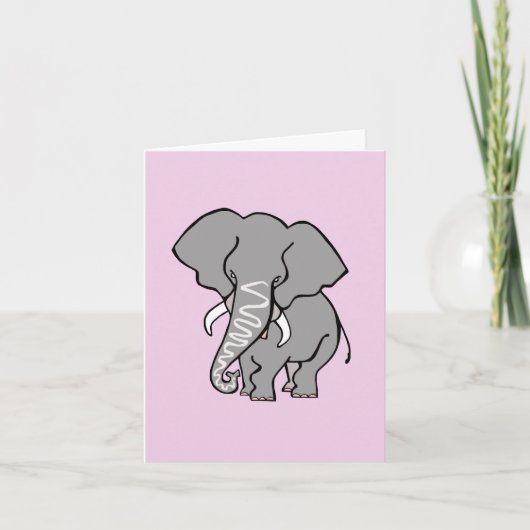 Grafische olifant -Wilde dieren- Natuur -Roze Kaart (Voorkant)