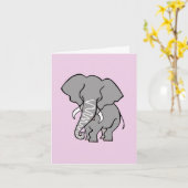 Grafische olifant -Wilde dieren- Natuur -Roze Kaart (Gele Bloem)