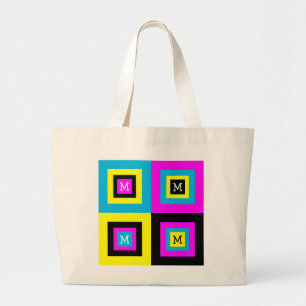 Grafische ontwerper CMYK Monogram Grote Tote Bag