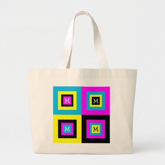 Grafische ontwerper CMYK Monogram Grote Tote Bag (Voorkant)