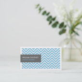 Grafische ontwerper - Licht Blauw Chevron Zigzag Visitekaartje (Staand voorkant)