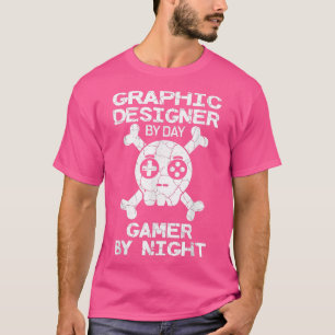 Grafische ontwerper op dag Gamer op NightGaming Qu T-shirt