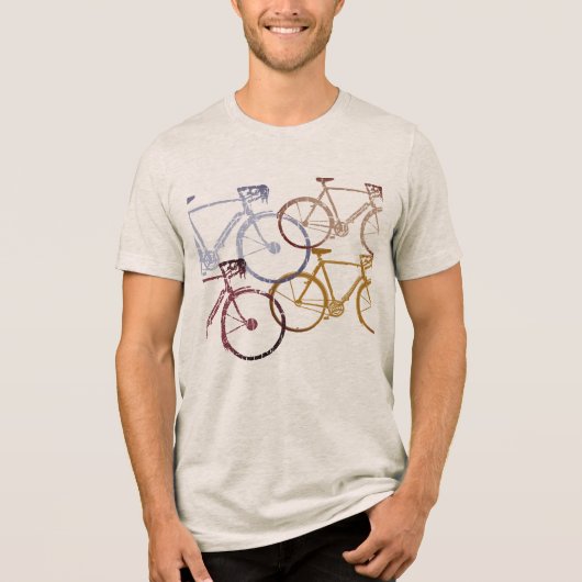 Grafische overlappende fietsen Tri-Blend shirt (Voorkant)