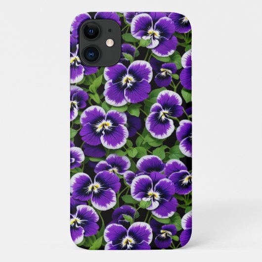 Grafische Paarse Pansies Telefoon Case (Achterkant)