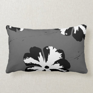 Grafische Pansy Grey, zwart-wit Kussen