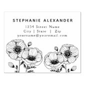 Grafische papaver zwarte inkt retouradres rubberstempel (Afrduk)