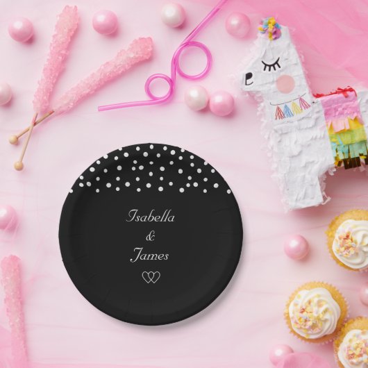 Grafische parels op zwarte achtergrond Weddenschap Papieren Bordje (Feest)