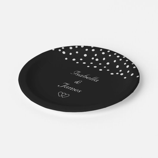 Grafische parels op zwarte achtergrond Weddenschap Papieren Bordje (Gekanteld)