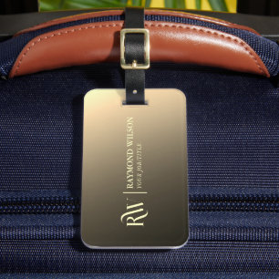 Grafische professionele gradiënt Faux Gold Monogra Bagagelabel