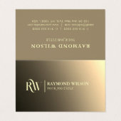 Grafische professionele gradiënt Faux Gold Monogra Visitekaartjes (Buitenkant ongevouwen)
