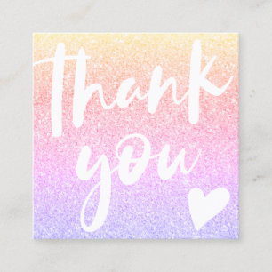 Grafische regenbooglitter elegant modern bedankt vierkante visitekaartje