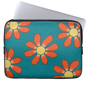 Grafische rode gele bloemen op elke kleur laptop sleeve