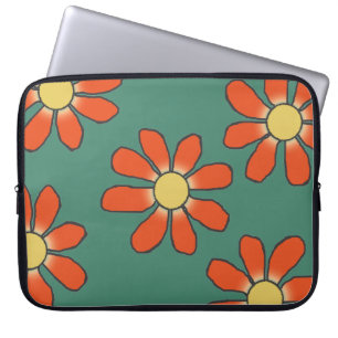 Grafische rode gele bloemen op elke kleur laptop sleeve