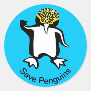 Grafische Save Pinguïns - Wildlife - Blauw Ronde Sticker