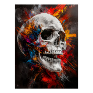 Grafische schedel met exploderende kleuren perfect poster