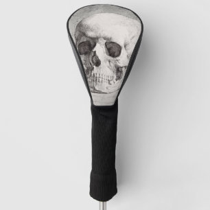 Grafische schedelkunst: minimalistisch en krachtig golfheadcover