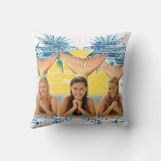 Grafische structuur Blauwe palm Kussen (Achterkant)