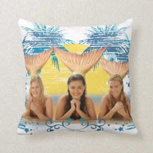 Grafische structuur Blauwe palm Kussen