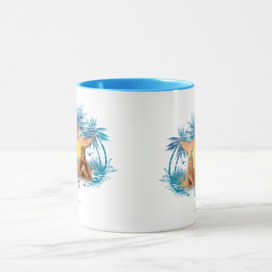 Grafische structuur Blauwe palm Mok (Midden)