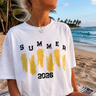 Grafische T-shirt met gouden zomerse vibraties Min