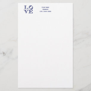 Grafische tekst LOVE - Blauw Briefpapier