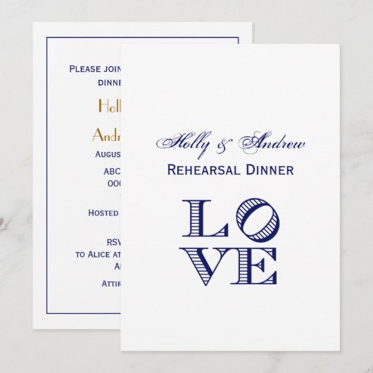 Grafische tekst LOVE - Blauw Kaart (Voorkant / Achterkant)