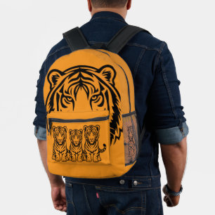 Grafische tijgergezicht oranje bedrukte rugzak